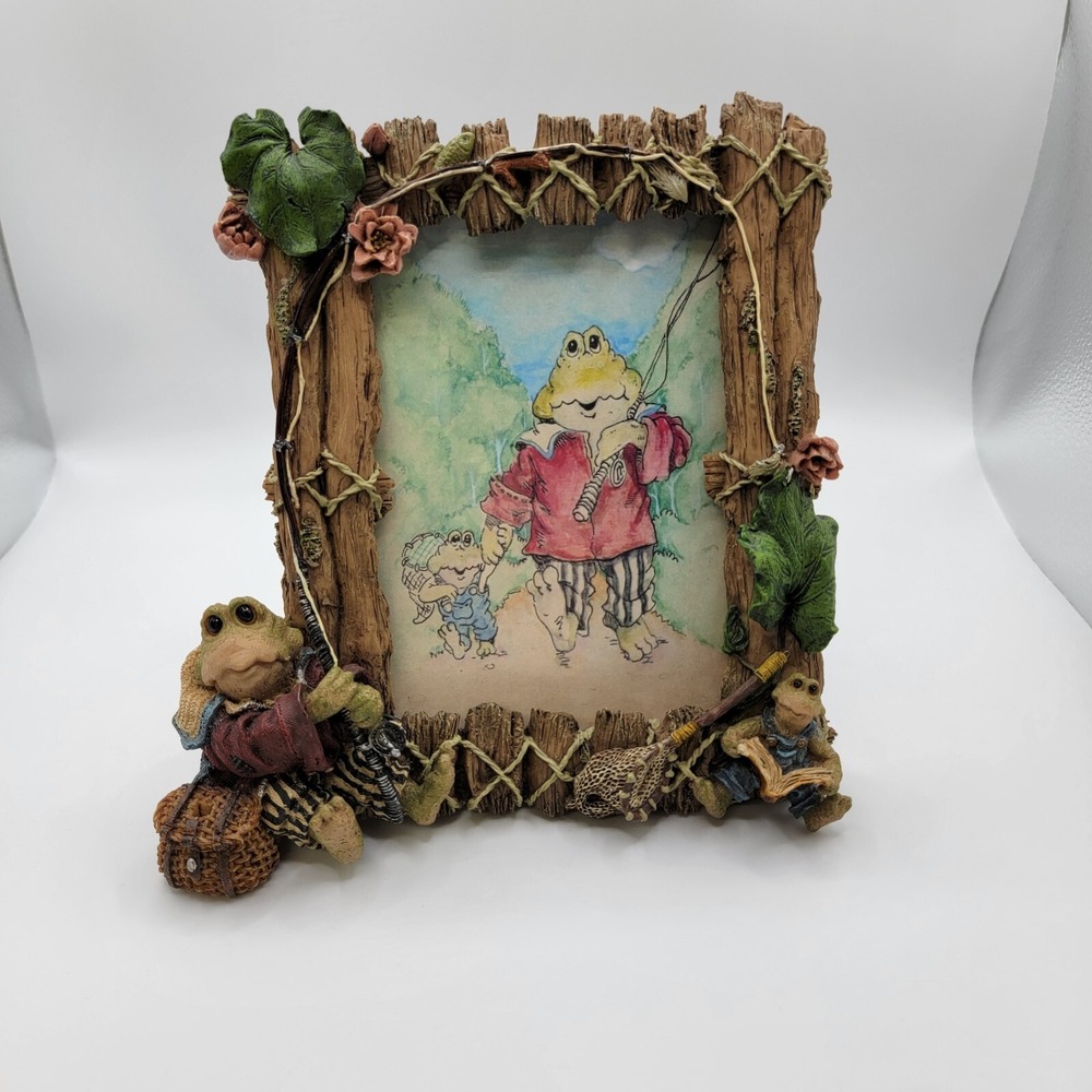 Boyds Bears Wee Folkstone  Frogmorton & Tad...Fly Fishing  Picture Frame